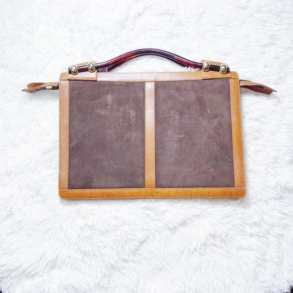 Aries VTG Leather Sueded Suitcase with Amber Handles